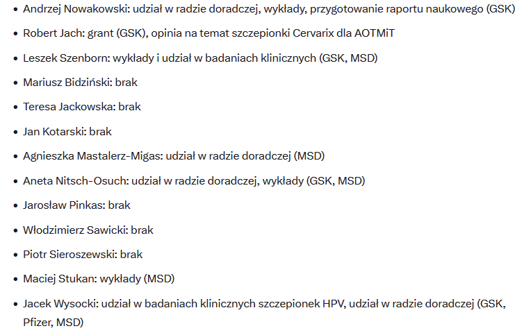 PiotrWitczak_'s tweet photo. Warto sprawdzać, czy znany lekarz promujący w mediach przymus szczepień przeciw HPV nie znajduje się na liście płac producenta - firmy GSK lub MSD

Czy wiecie, że większość autorów rekomendacji towarzystw naukowych dot. szczepień profilaktycznych przeciwko HPV zadeklarowała konflikt interesów związany z GSK lub MSD - firm produkujących szczepionki przeciw HPV?

Rekomendacje:
https://t.co/E0jdRYH9ca
