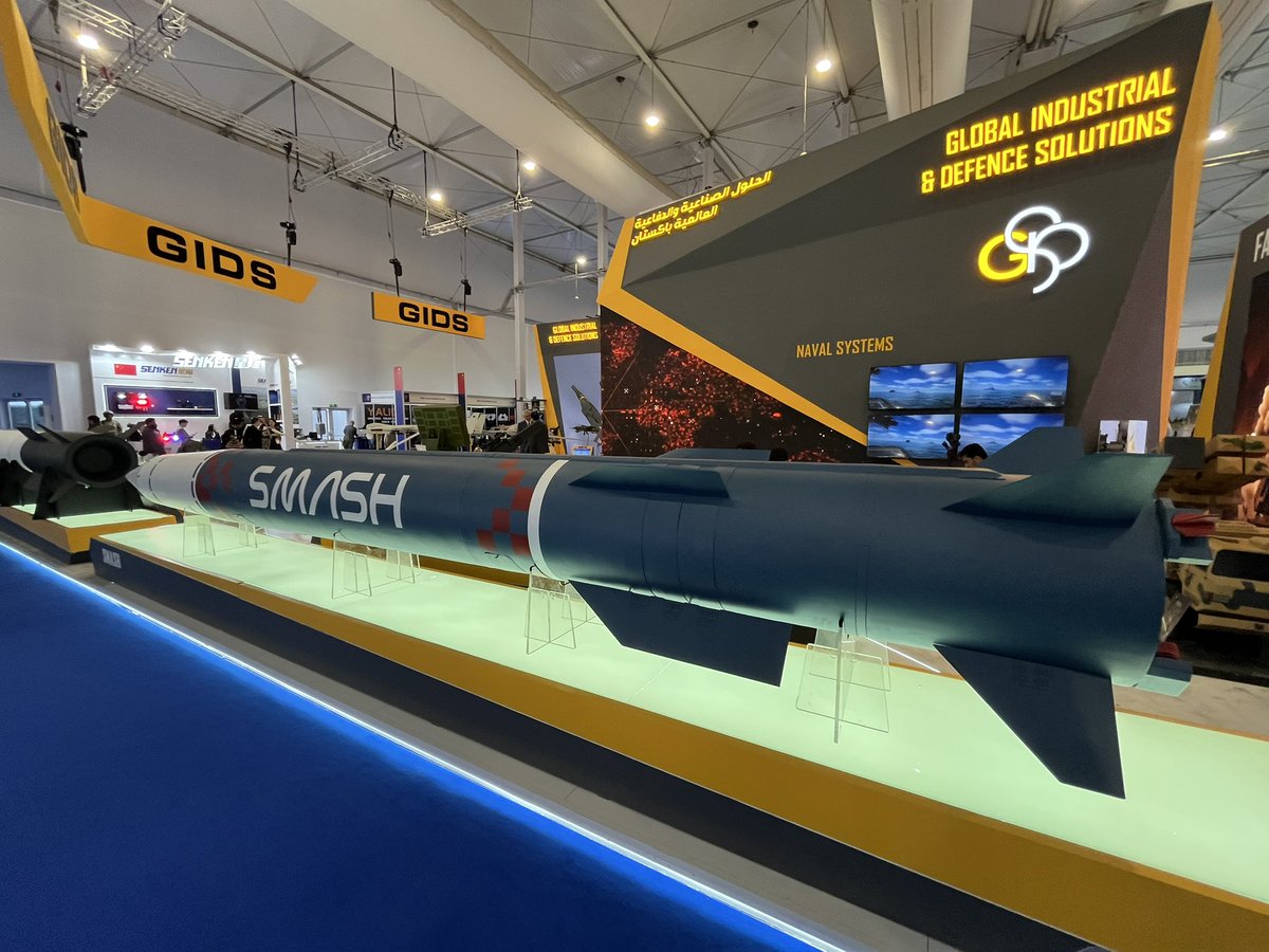 Defence_IDA's tweet image. The SMASH anti-ship and land-attack hypersonic missile on display at WDS by GIDS.

#WDS2026 #GIDS #KSA