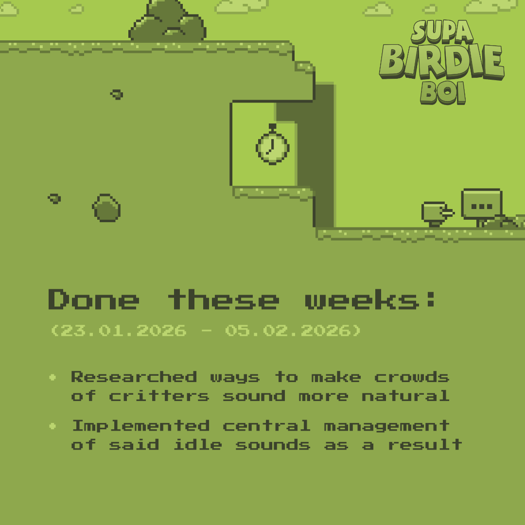 SupaBirdieBoi's tweet photo. These weeks there was focus on more crowd SFX control for bigger critter (faster?) groups.
Let's say they now behave neatly, like marbles in the Marble Machine. #DoneThisWeek
#gamedev #gamedesign #indiegame #indiedev https://t.co/VzL1X2TzX2