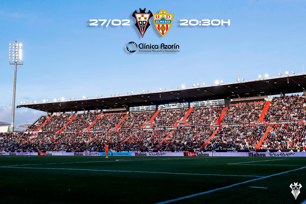 AlbaceteBPSAD's tweet photo. Nuevo horario confirmado‼️

🗓️Viernes 27/02

🕡 20:30h

🏟️Estadio Carlos Belmonte

🆚 @U_D_Almeria 

#AlbaceteBPAlmería https://t.co/uSqFBBpgLB