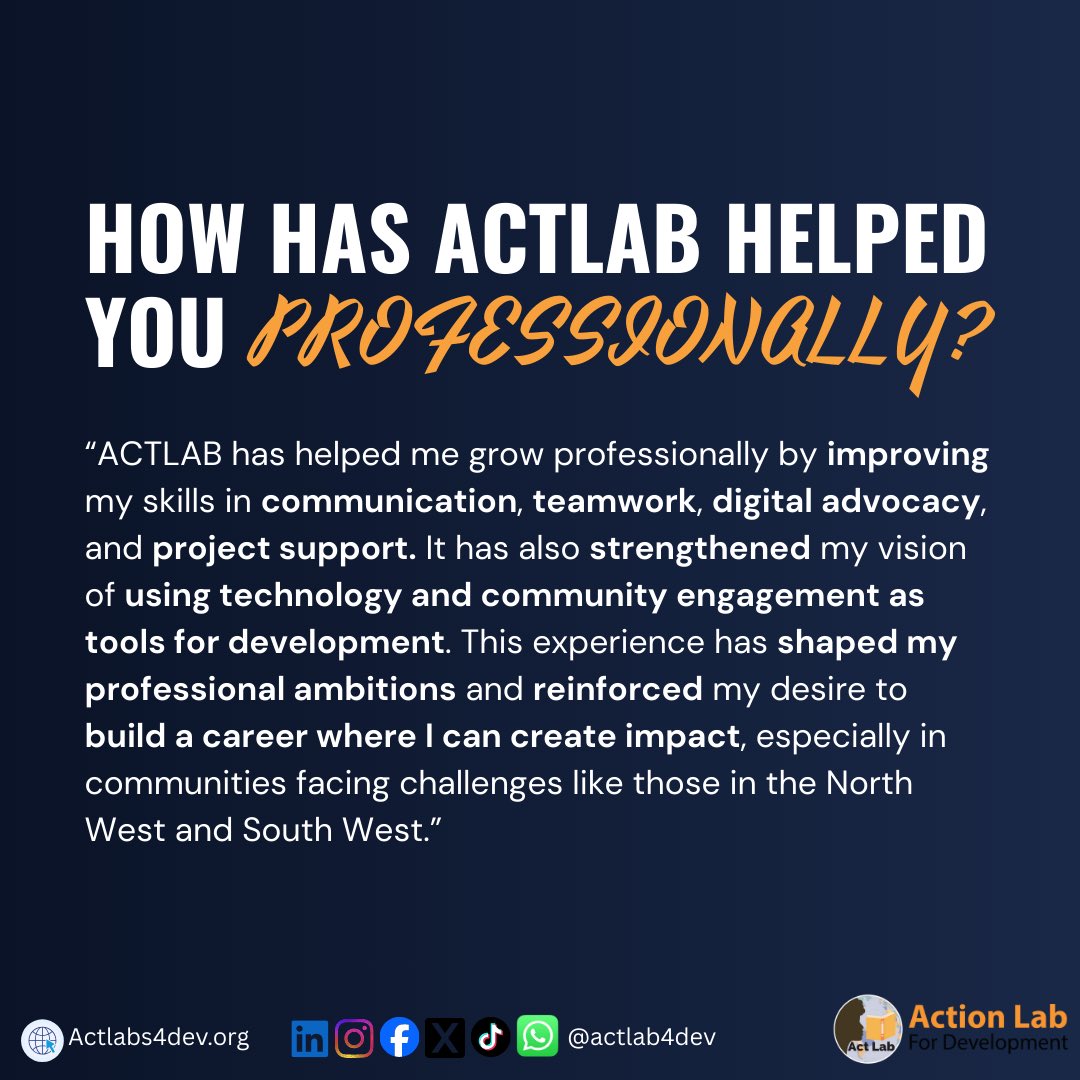For this week’s #SpotlightSunday, we would like to limelight one of our Digital Advocacy and Project Support Volunteers, Vianney Mfetie Mfochingoue (<a href="/AKN_VBL/">Mr AKN 🟤🟠</a>). 
Click through to find out more about Vianney’s experiences, achievements and goals as an ACTLAB volunteer!