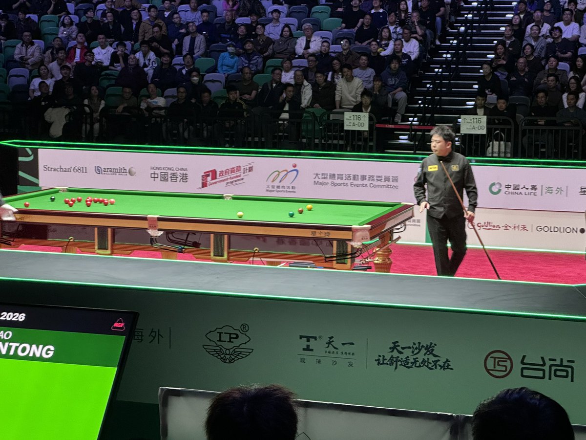 athena91877021's tweet photo. Thrilled to be at the 2026 Snooker World Grand Prix final day, invited by AI Mall! #DingJunhui #O'Sullivan eliminated. Who’s your pick? #ZhaoXintong or #ZhaoAnda? https://t.co/5WyqvVgvew