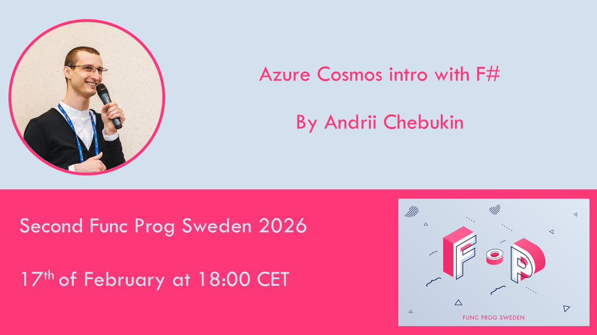 Azure Cosmos intro with F# by <a href="/xperiandri/">Andrii Chebukin 🇺🇦 #StandWithUkraine</a> at Func Prog Sweden

Register and read more: meetup.com/func-prog-swed…

And you can join from anywhere as we are live streaming.
