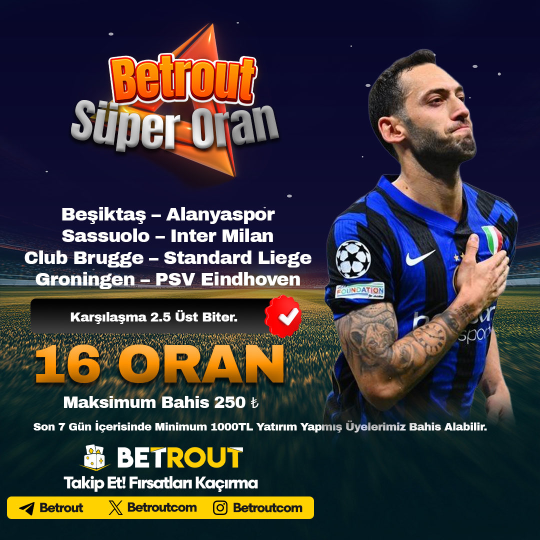 🤩 BETROUT SÜPER ORAN 🤩

🤩 Maksimum Bahis:  250TL

📌 Son 7 Gün İçerisinde Minimum 1000TL Yatırım Yapmış Üyelerimiz Bahis Alabilir

🎯 t2m/io.brgiris