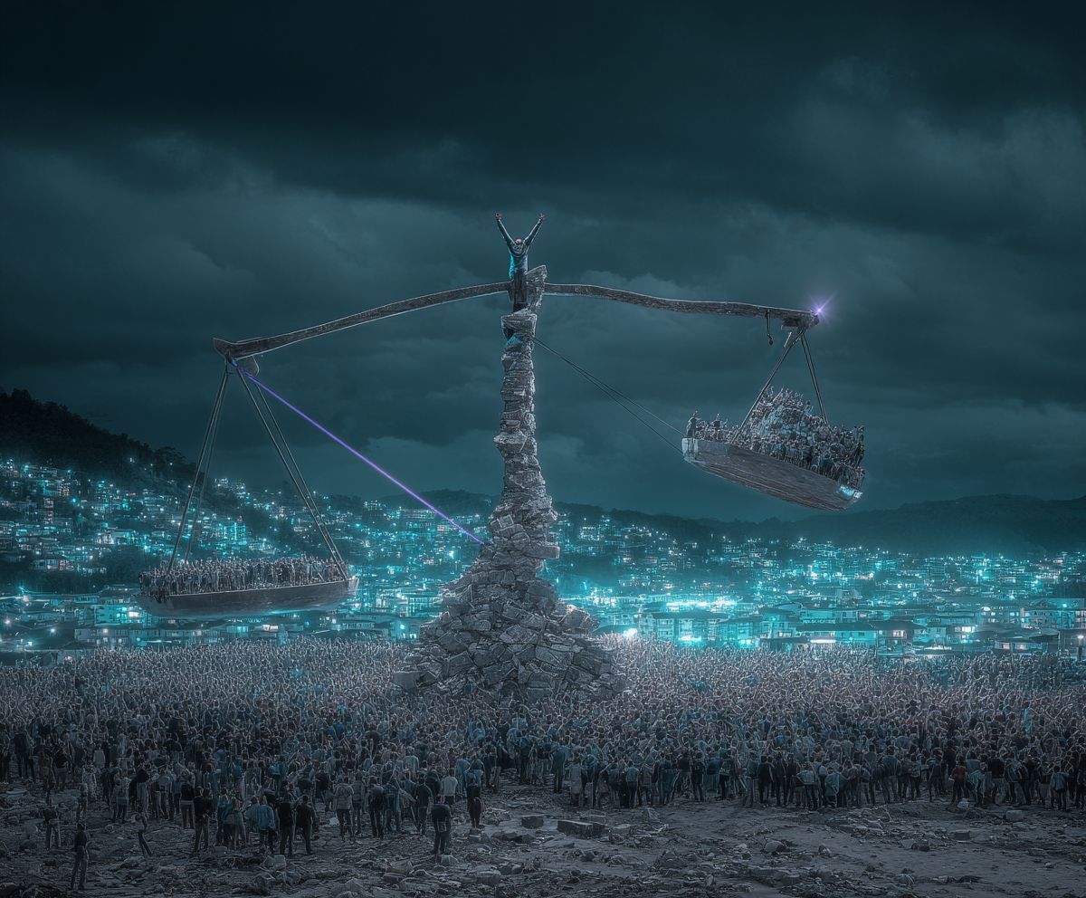 themeekshall's tweet image. The scale was never meant to balance. Look closer. It was built to tip. Built to make the weight of gold heavier than the weight of people.
But stone crumbles. And people don't. $MEEK