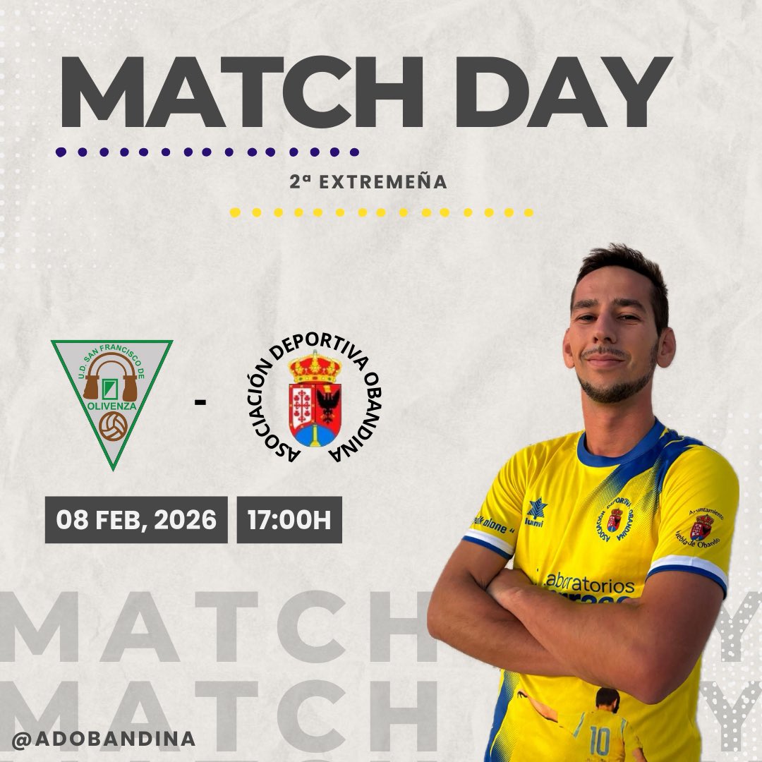 ¡𝙈𝙖𝙩𝙘𝙝𝘿𝙖𝙮!

🆚 @udsanfrancisco 
🕘 17:00 H
🏟️ MPAL SAN FRANCISCO DE OLIVENZA