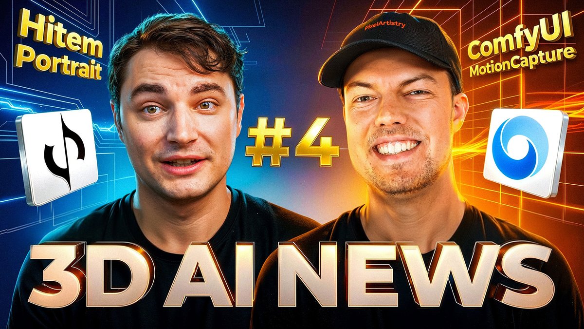 Stefan_3D_AI's tweet photo. 🚀#AINews: Episode #4
@GoogleDeepMind's #Geenie3, @Roblox #4DGeneration, #LingbotWorld, and more!
I with @philippsieben dive into the latest breakthroughs in AI, including updates from @YVOVY_AI, @Hitem3D , @Rodin Gen2, @TencentHunyuan's #HY3DGlobal, @ComfyUI #MotionCapture, and #SwingApp
Watch the full News Episode: https://t.co/wmU44nzY6n
Let me know in comments if you can share your feedback📷🔥
#DeepMind #Roblox #HY3D #TechNews #3DAI #AINews