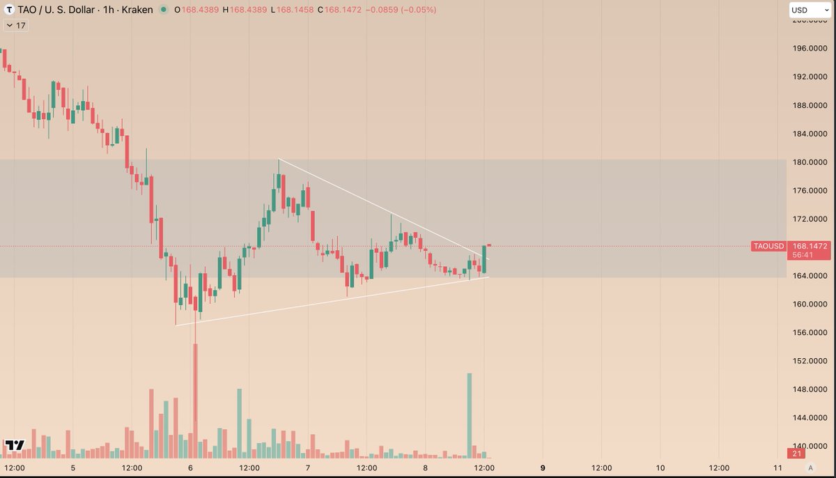 Timo_Research's tweet photo. Closely watching this bottom forming on $TAO
We are in a multi-year support zone. Doesn't mean it has to hold, but forming a bottom here will increase the likelihood of a decent rally (potentially a bear rally). 

Offcourse only possible if $BTC isn't dumping again. https://t.co/uD2jHFWBZu
