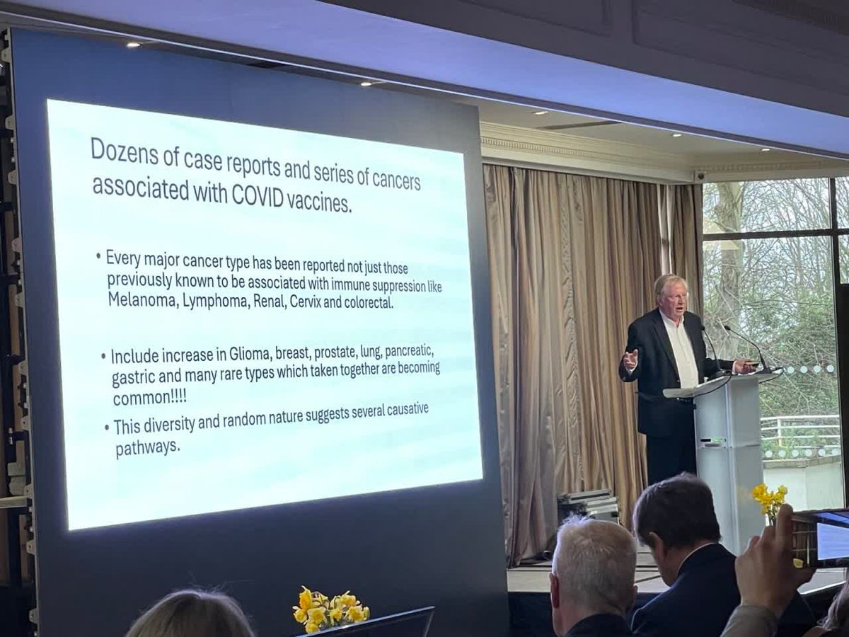 FreeWCH's tweet image. Healing Beyond Covid Conference: Guernsey

Prof Angus Dalgleish, esteemed cancer specialist, discussing the rise in turbo cancer post vaccine.

📍Evidence of exhausted lymphocytes after the third anti-SARS Cov2 vaccine dose in Cancer patients
📍Pro-inflammatory spike proteins…