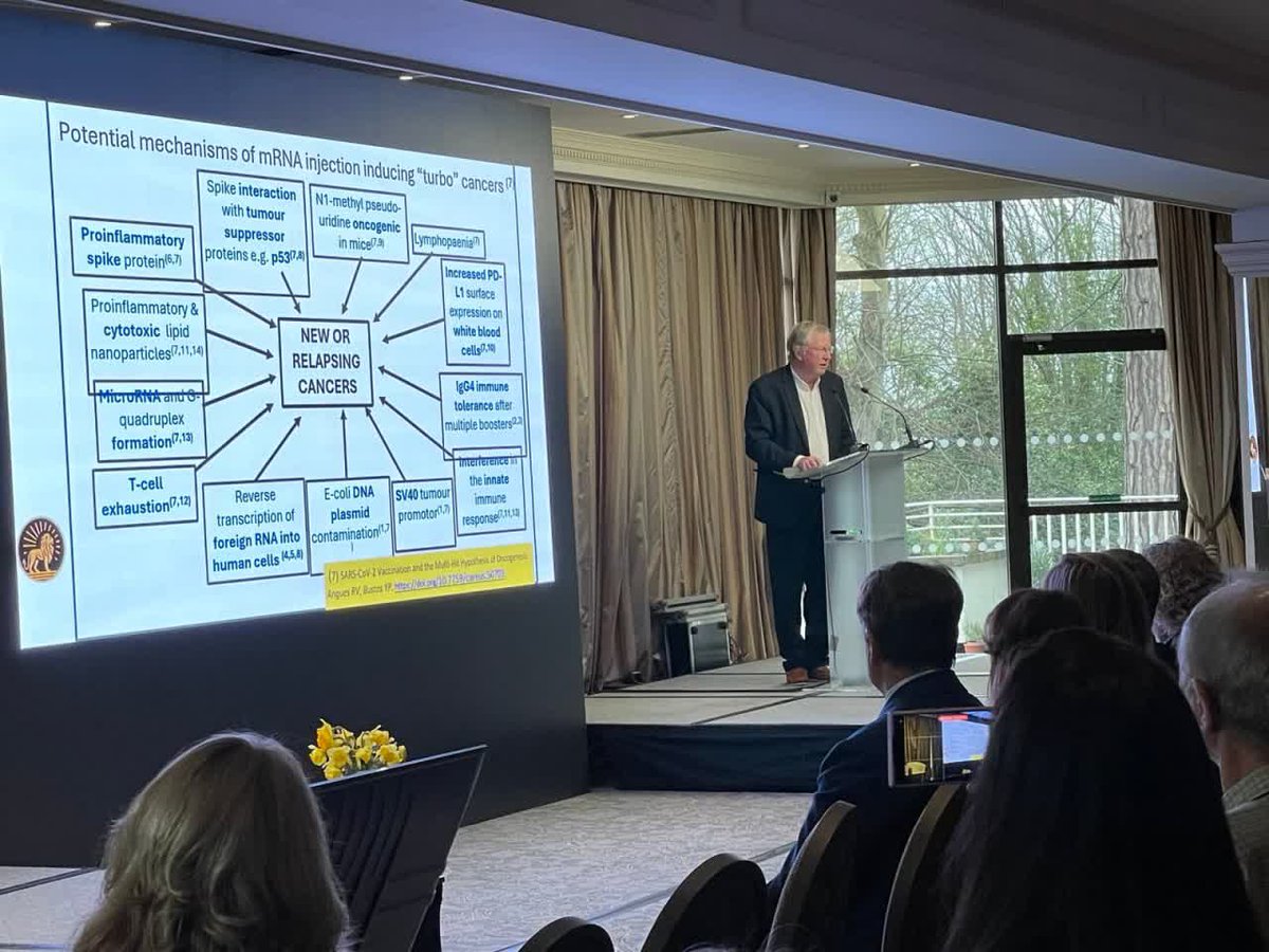 FreeWCH's tweet image. Healing Beyond Covid Conference: Guernsey

Prof Angus Dalgleish, esteemed cancer specialist, discussing the rise in turbo cancer post vaccine.

📍Evidence of exhausted lymphocytes after the third anti-SARS Cov2 vaccine dose in Cancer patients
📍Pro-inflammatory spike proteins…