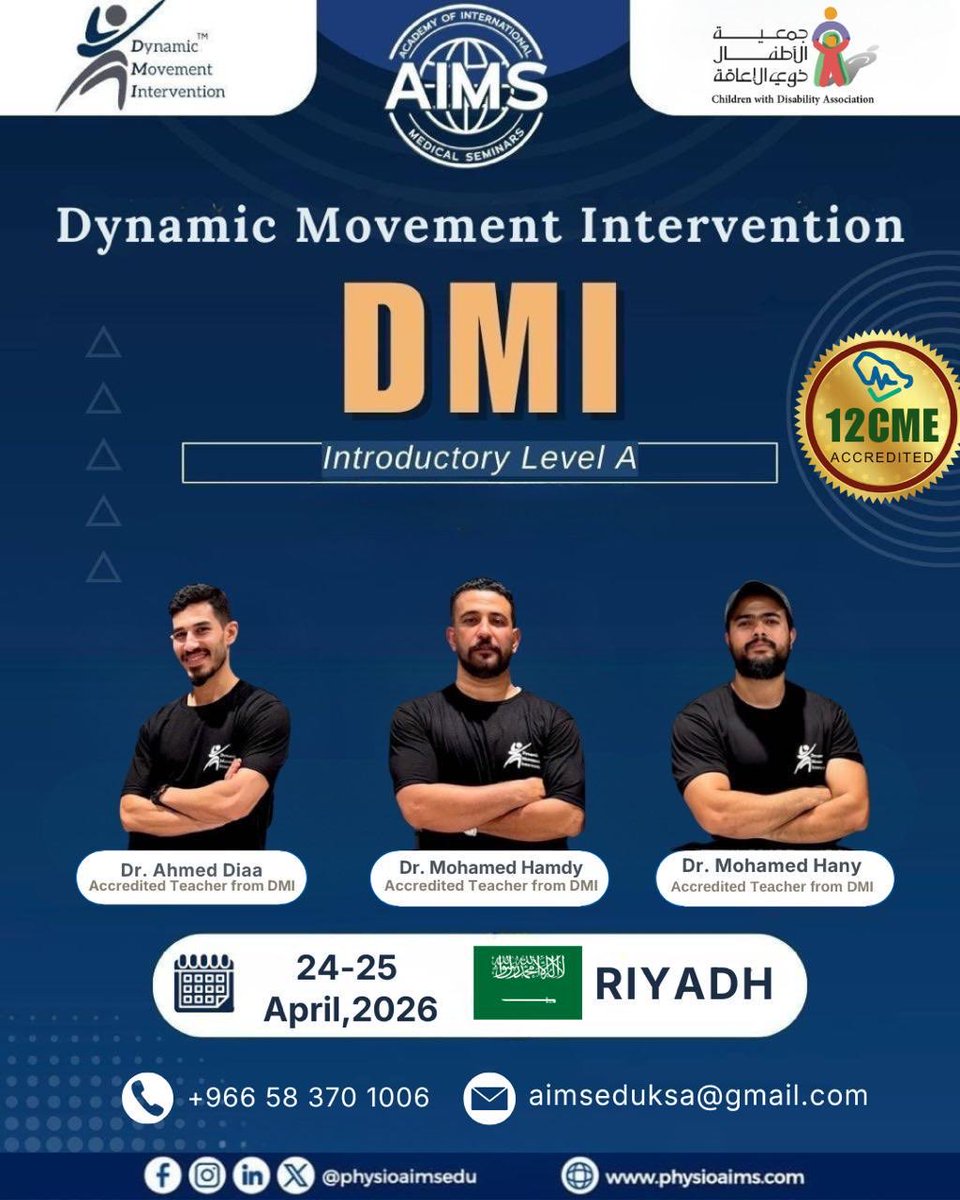 physioaimsedu's tweet photo. 📅 24–25 April 2026
📍 Riyadh
🎖 12 CME Accredited

Limited seats — real impact, real practice.

📩 WhatsApp: +966 58 370 1006
📧 aimseduksa@gmail.com https://t.co/G1559m6Oo7