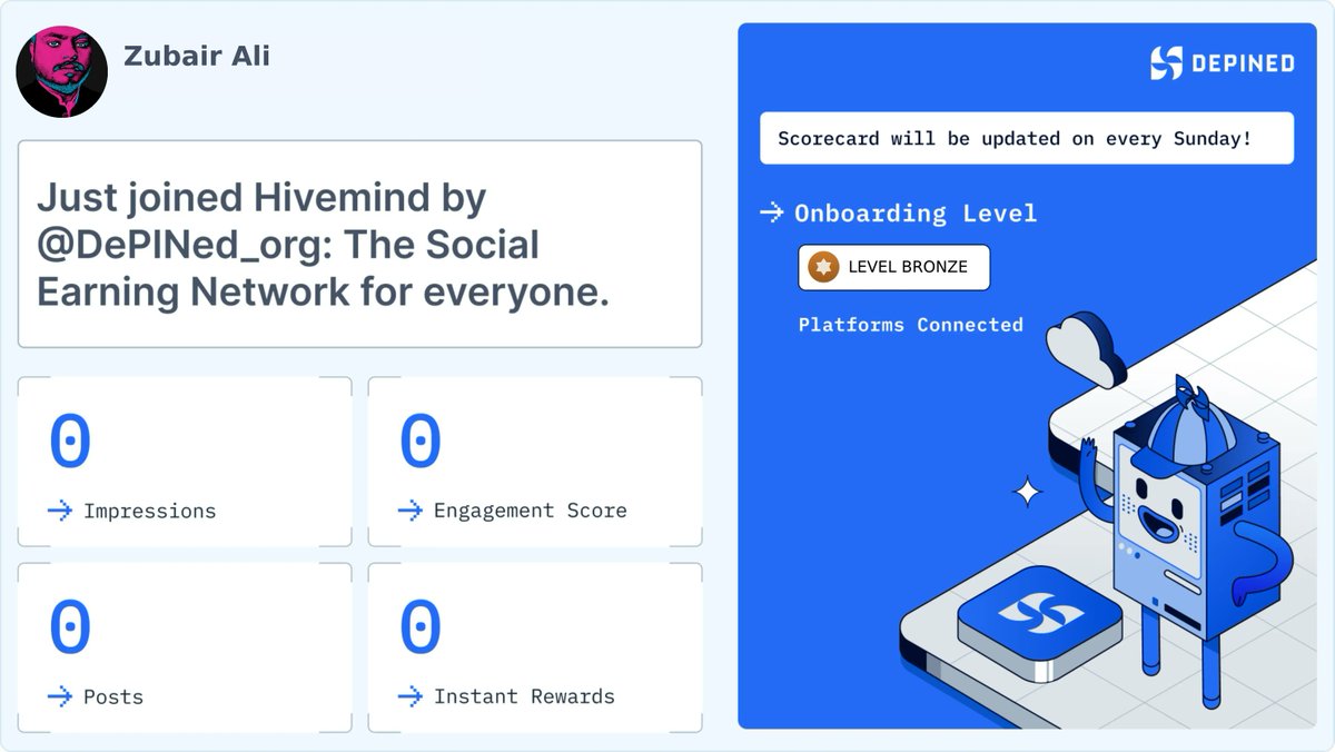 ZubairAli_00's tweet photo. Hey! 👋 I just joined Hivemind by DePINed — a platform where you can earn rewards for your social engagement.
Start earning today 🚀
👉 https://t.co/MphC3UHsDR
#DePINed #Hivemind #SocialRewards #OnlinePlacing #TotalPerformance https://t.co/6VVJc2D8Al