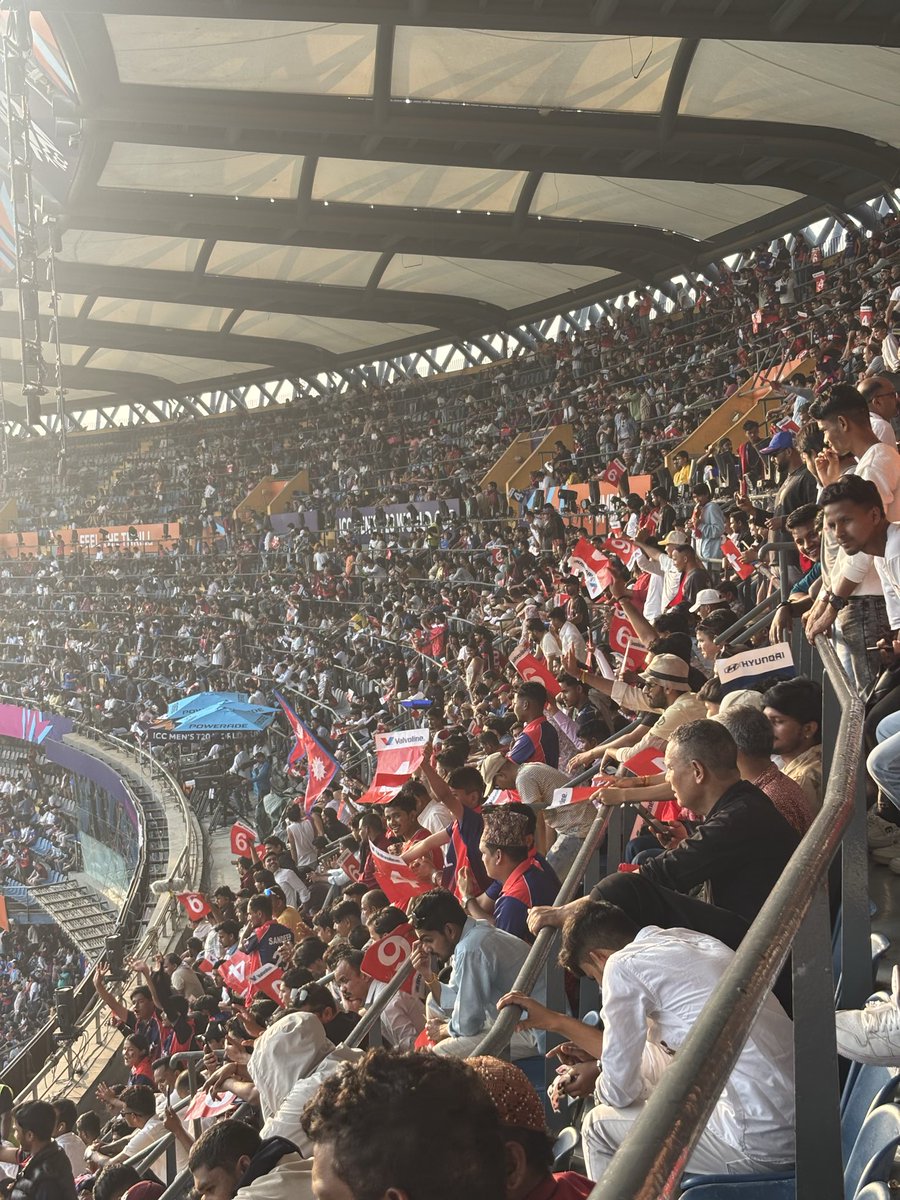 mostlyabhi's tweet photo. Can we talk about Nepal fans for a second? Absolute scenes at Wankhede.
Win or lose, they’ve already won 🫶🇳🇵Cheering every run like a festival. #ENGvsNEP https://t.co/T0MFOgm0fg
