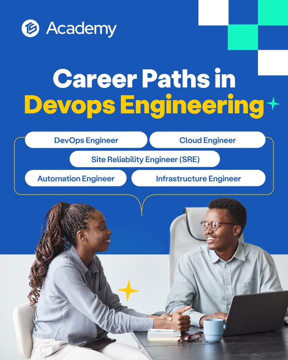 TechSphereAcad's tweet image. If you're learning Devops Engineering or planning to, here's a peek into the roles available for you:
✅DevOps Engineer: Bridge the gap between the people who write the code and the systems that run it.
✅Cloud Engineer: Build and manage the virtual spaces (like AWS or Azure)…