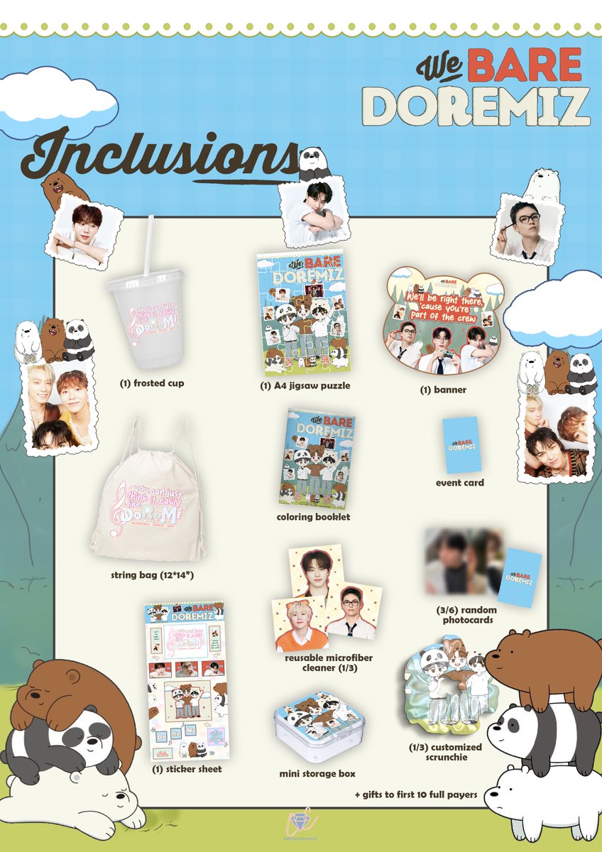 TADAAH~

Our We Bare DOREMIZ kit inclusions are finally here! Can you spot your fave already? Join the crew now!

offline: tinyurl.com/doremizcce
online: tinyurl.com/doremizonlinec…

#WeBareDOREMIZ #CabCaratEvents