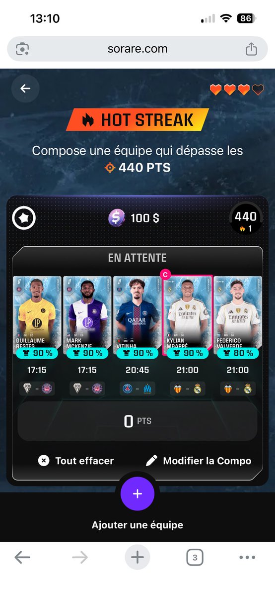 Karlito_kdams's tweet photo. @nlgallo56 Streak 4 validé, Go le 5. J’hésite entre Valverde et Neves… tu en penses quoi ? https://t.co/FiPfmgFXNt