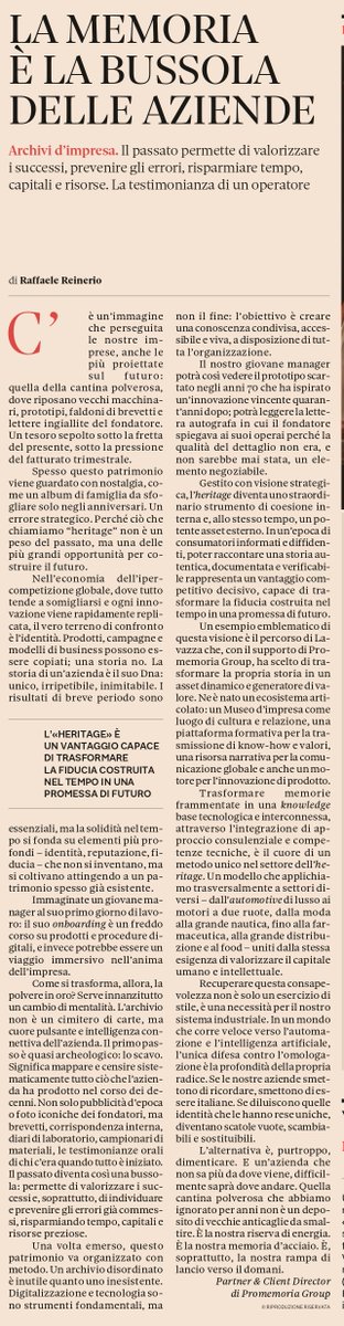 "La memoria è la bussola delle aziende"
Raffaele Reinerio #domenica <a href="/sole24ore/">IlSole24ORE</a>