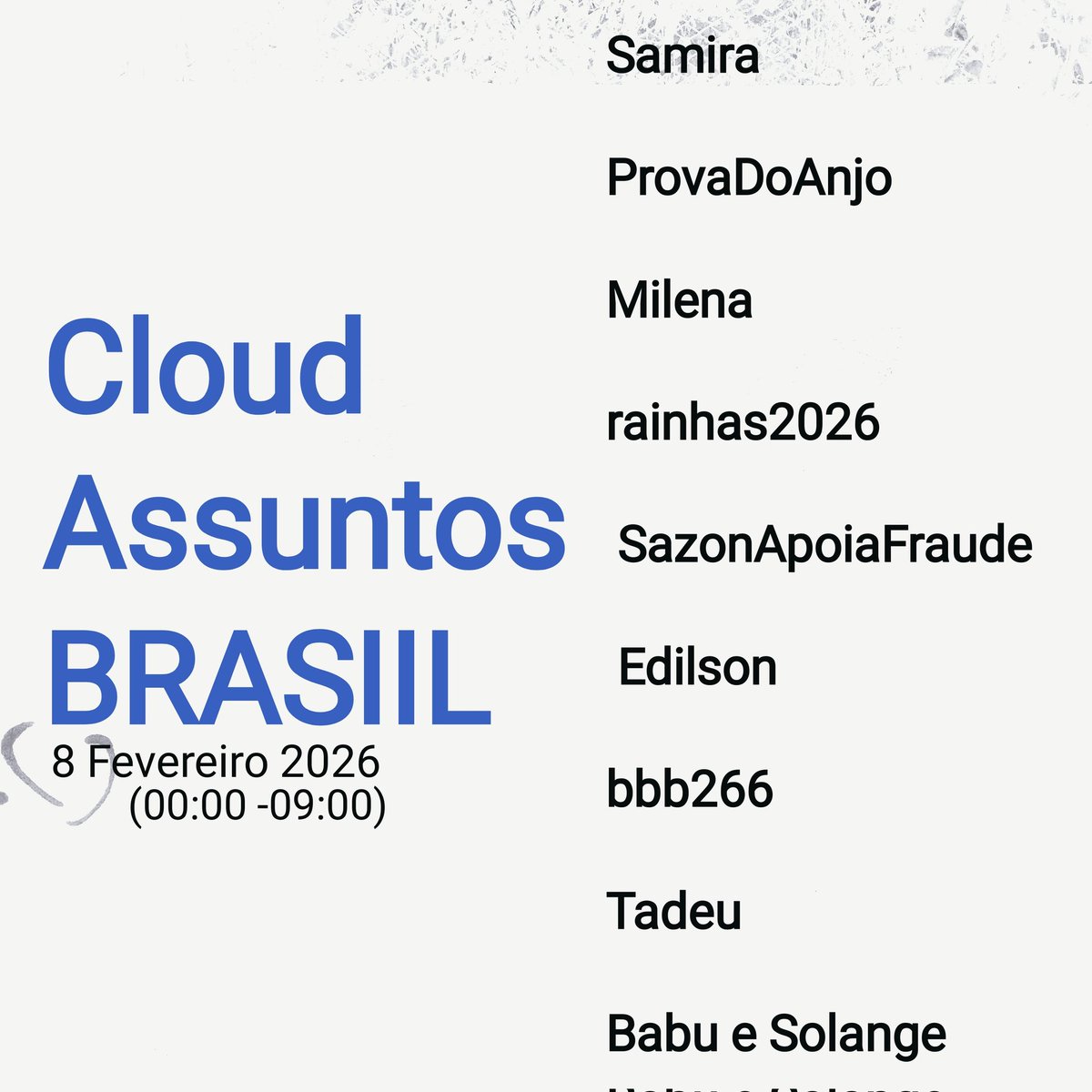 Quando você observa os assuntos de domingo, uma nostalgia dos tempos de Neymar e Bolsonaro no twitter...  😃
#BBB26