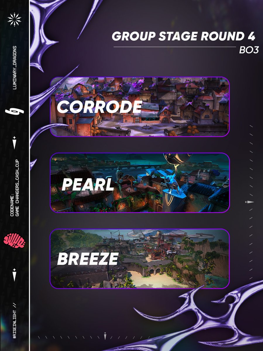 LMNY_Esport's tweet image. La lumière révèle les maps pour ce Round 4 ! ✨

Corrode, Pearl et Breeze, préparez-vous @TwisMinds, l’entraînement est terminé.

#RISEINLIGHT 💜