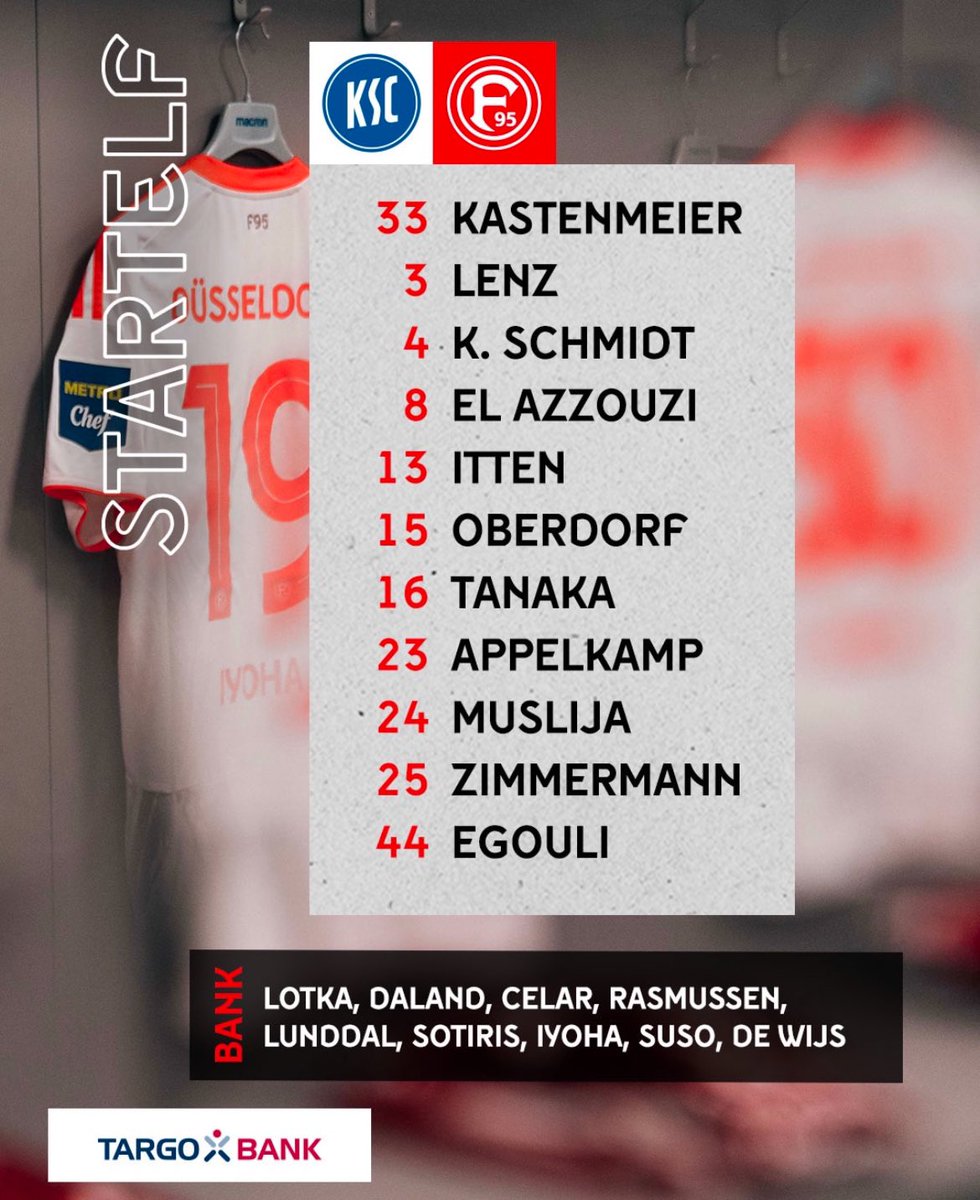 Bundesliga2_EN's tweet image. 🔴 MATCHDAY 21

🆚 Karlsruher SC - Fortuna Düsseldorf 

⬇️ Starting XI

#Bundesliga2 #KSCF95