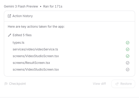 What does this gray check mark mean?  <a href="/googledevs/">Google for Developers</a> <a href="/GoogleAIStudio/">Google AI Studio</a>, this It's frustrating when I want something done and it doesn't finish, or it lies that it did