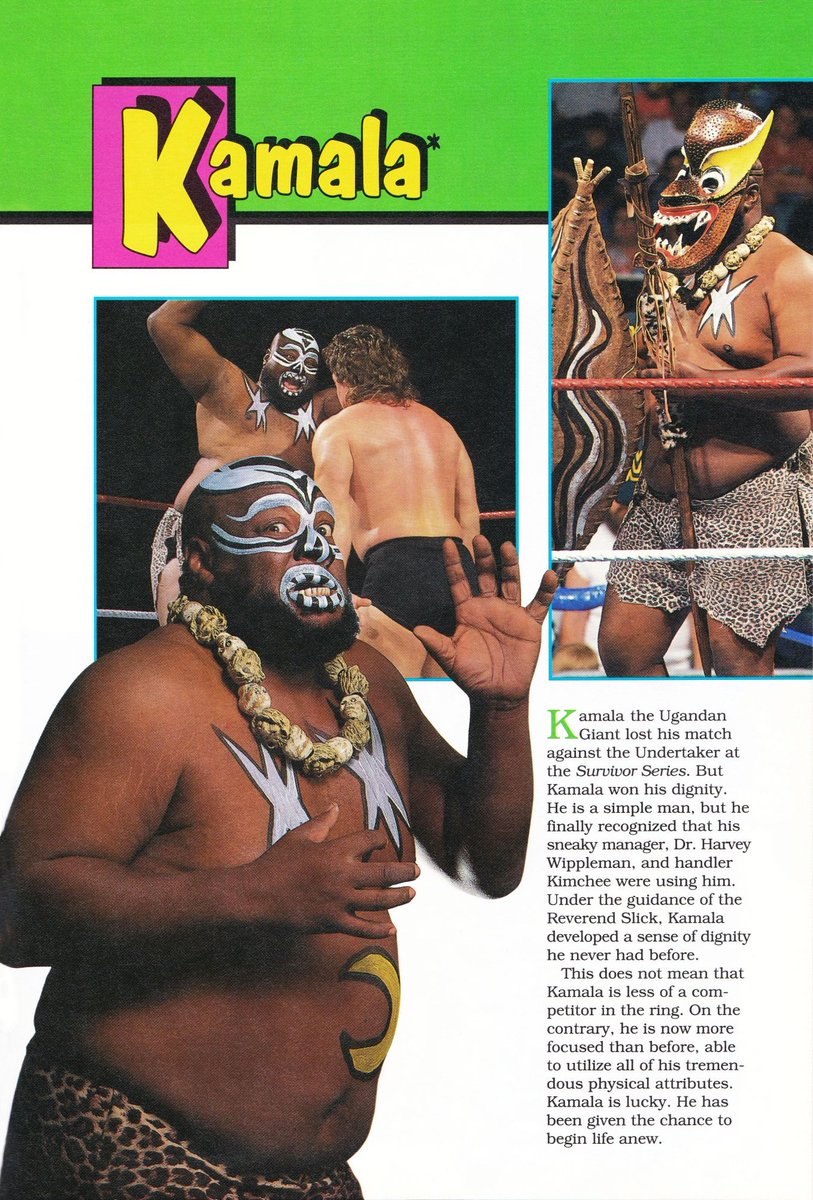 WWFWrestling1's tweet image. Profile of Kamala from the 1993 Grandreams WWF Official Annual! ⭐🌙 #WWF #WWE #Kamala