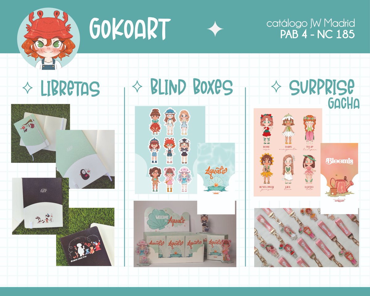 gokoart__'s tweet photo. @JW_Arte Hoola ✨🫧🎀  Soy Goko y podréis encontrarme este año en el 𝗣𝗮𝗯𝗲𝗹𝗹𝗼́𝗻 𝟰 𝗡𝗖 𝟭𝟴𝟱. Llevo cositas nuevas que, la verdad, me hacen mucha ilu y espero que os gusten tanto como a mi ! 
Podéis reservarme lo que queráis hasta el jueves 12

Nos vemos prontito 💗 https://t.co/e7Kj58jJt5