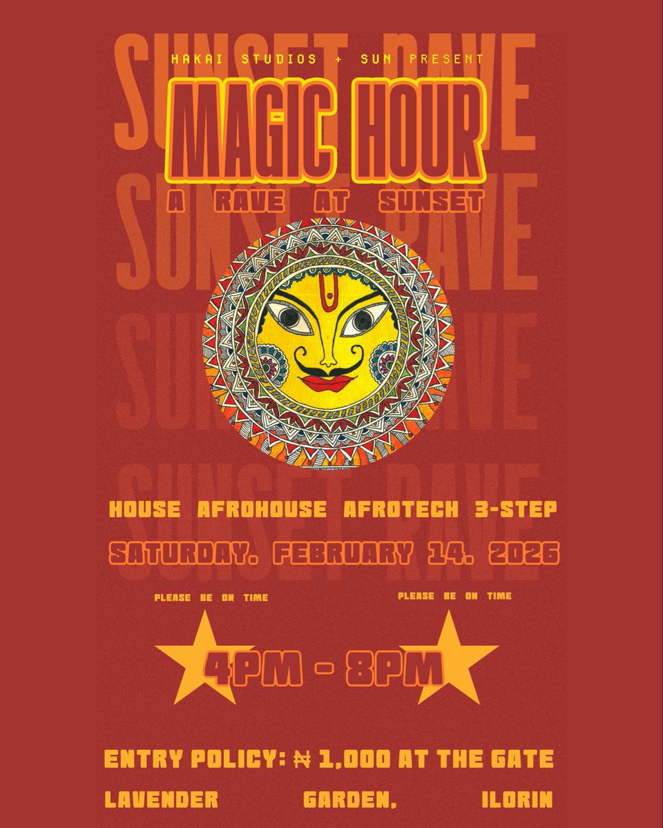 Hakai_st's tweet photo. MAGIC HOUR: February 14th, Saturday. Ilorin. 4pm - 8pm, Come Dance With Us🪩🌕 https://t.co/LDCMwd0i6M