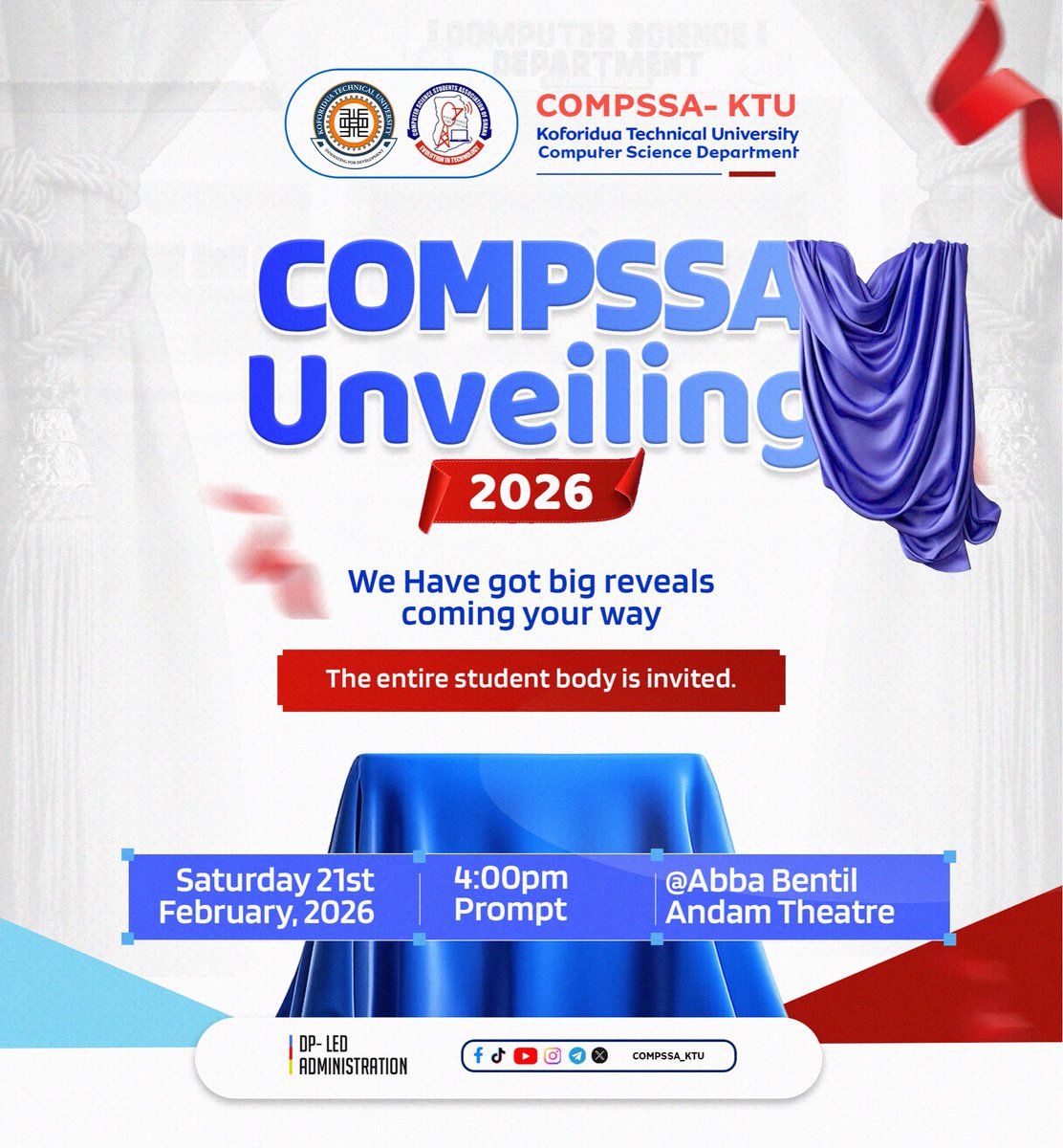 This one is special 🤩,It’s more than an event — it’s us 🤍💙
📢 COMPSSA Unveiling 2026
All students invited. Come be part of it ✨ let’s feel the moments together ✨

COMPSSA🤍💙