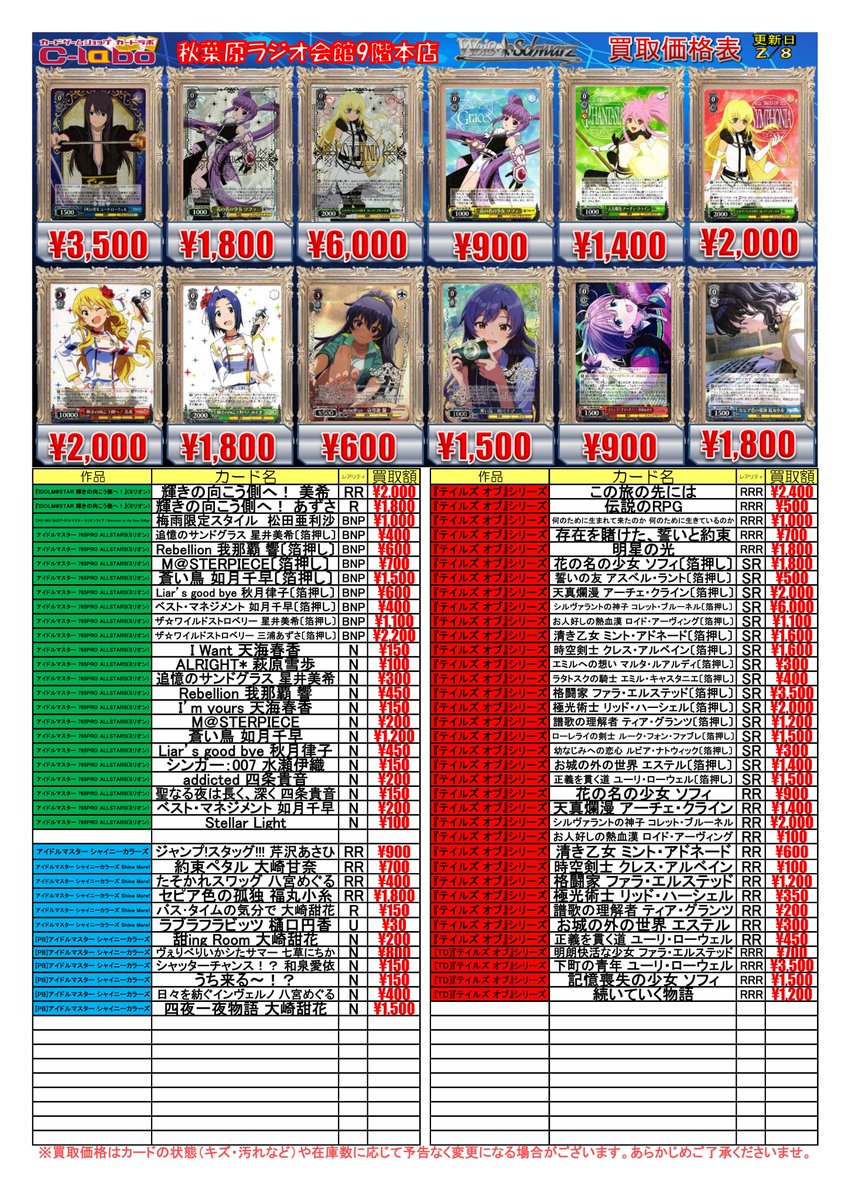 ◇ #ヴァイスシュヴァルツ 買取情報◇ 輝きの向こう側へ！ 美希 RR