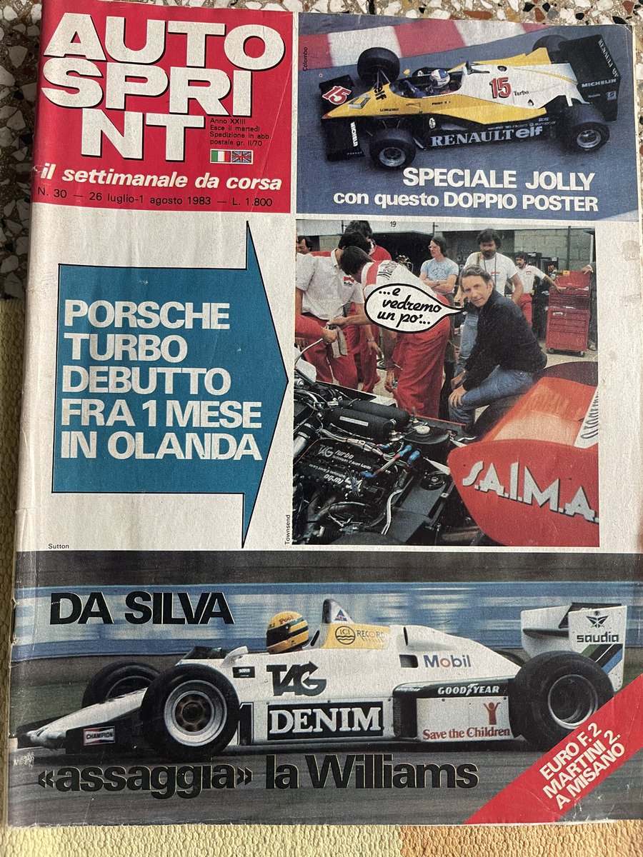 robertofunoat's tweet image. Da Silva “assaggia” la Williams. @autosprint N.30 1983 (Lire 800 😊) #F1 #Senna #Williams #FirstTest