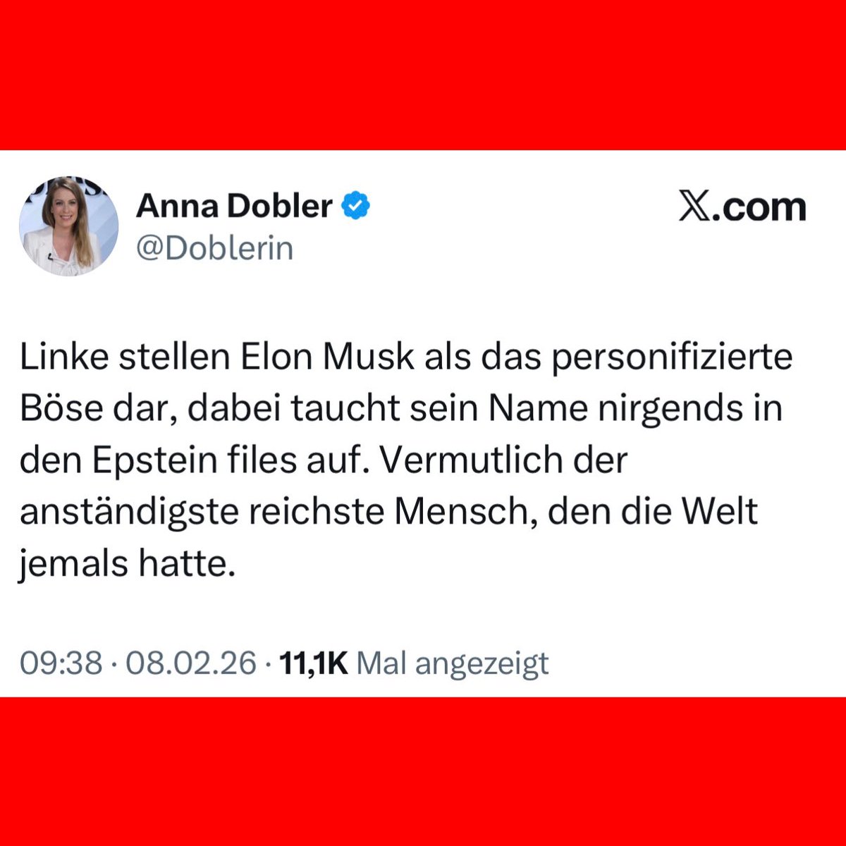 Wir wünschen Anna Dobler gute Besserung 🤡 
Anscheinend hat sie sich von ihrer Aussage, die Nazis seien links gewesen weil Sozialisten, noch nicht erholt.