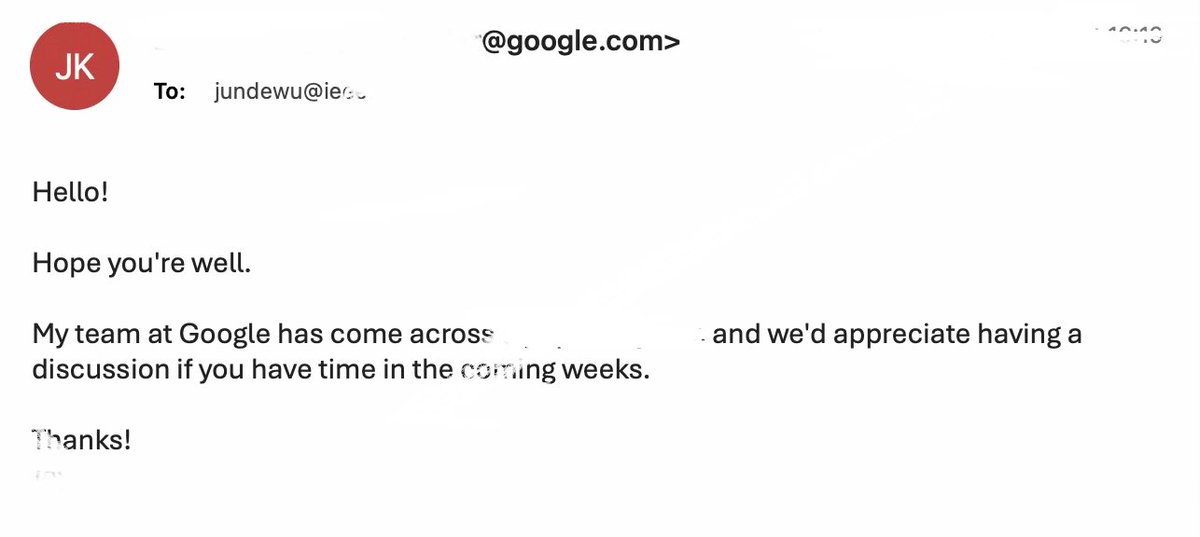 Cold emailed by the Google Gemini team for a talk 😁 

Sharing what you build is always the right move!