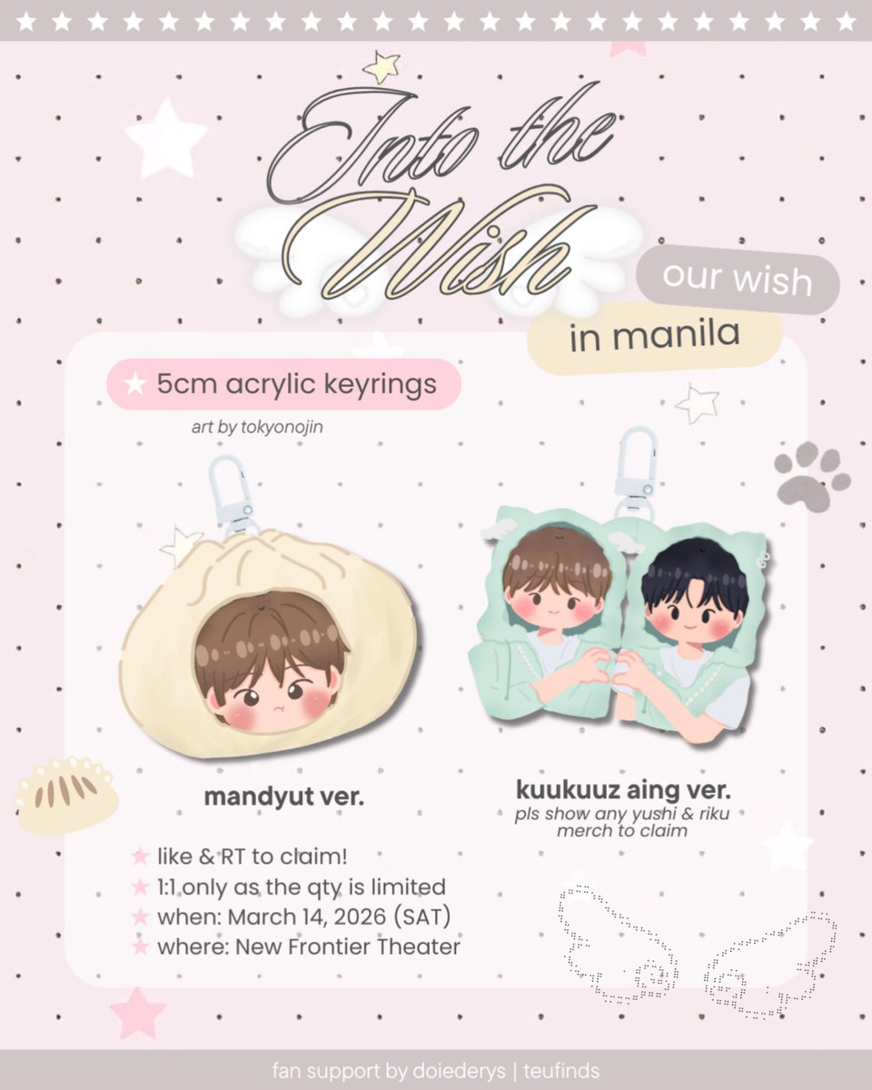 𓏲˖ 𓍯 𝒾𝓃𝓉𝑜 𝓉𝒽𝑒 𝓌𝒾𝓈𝒽:
꒰ 𝒐𝒖𝒓 𝒘𝒊𝒔𝒉 𝒊𝒏 𝒎𝒂𝒏𝒊𝒍𝒂 ꒱ . ⁺🪽
 𝖿𝖺𝗇 𝗌𝗎𝗉𝗉𝗈𝗋𝗍 𝖻𝗒 <a href="/doiederys/">mei. ໒꒱</a> <a href="/teufinds/">◡̈</a> 𓂃 𓈒𓏸

𐙚 ̊ like &amp; RT
𐙚 ̊ 1:1 only
𐙚 ̊ time &amp; loc tba

/ᐠ > ˕ <マ see u on d-day~

#INTOTHEWISH
#OURWISH_MANILA
#OURWISHinMANILA
#OURWISH #NCTWISH