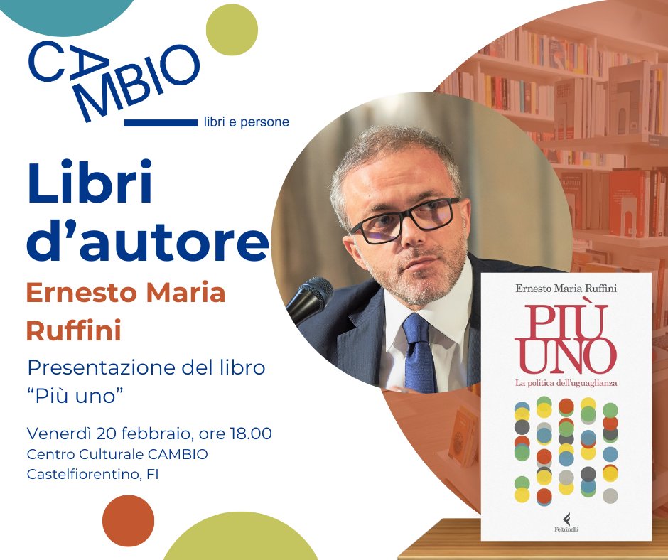 Evento Centro Cambio #Castelfiorentino, venerdì 20 febbraio ore 18:00. Presentazione Più Uno. Con <a href="/ernestoruffini/">ernestomaria ruffini</a> .
piu.uno/castelfiorenti…
