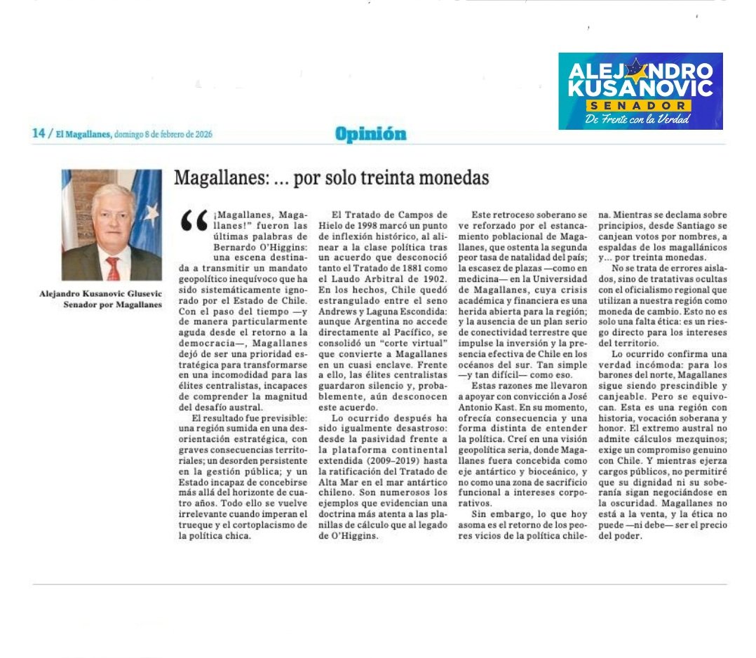 SENADOR ALEJANDRO KUSANOVIC tweet media