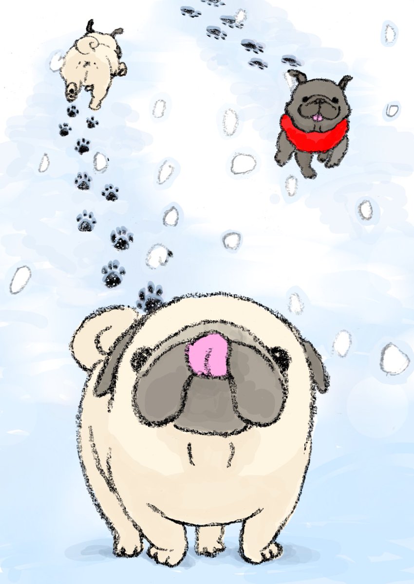 89no87chan's tweet photo. 冬のイラスト❄️
#雪　#パグ　#イラスト https://t.co/aCH0WQQLcm