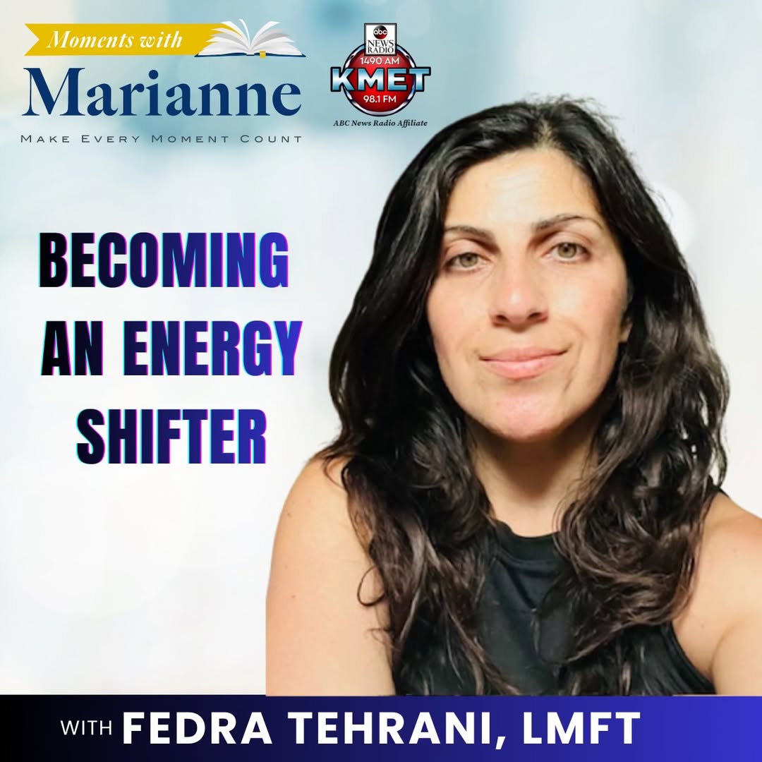 MariannePestana's tweet image. Tune in TODAY at 10:06am PT for Fedra Tehrani, LMFT, on how to become an energy shifter on Moments with Marianne @KMETRadio  kmet1490am.com

#energy #energyshifter #selfhelp #personaldevelopment #resilience #mindset #trauma #healingtrauma