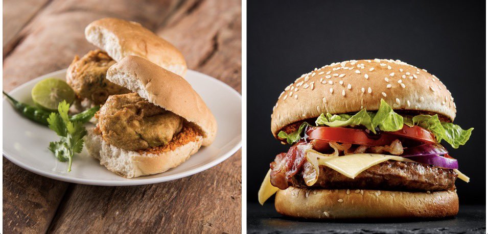 payal9876's tweet image. vada pav v/s Burger