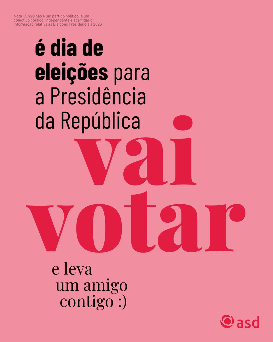 🗳 É dia de eleições — vai votar!

⏰ Podes exercer o teu direito de voto entre as 8:00 e as 19:00.

👉 Consulta o teu local de voto em recenseamento.pt