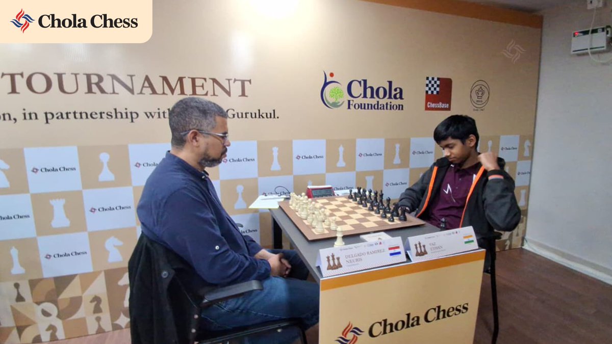 CholaChess's tweet photo. Day 6 | Glimpse
Where preparation meets pressure.
Another day of elite chess at the Chola Chess International GM Norm Round Robin Tournament 2026.
@ChessbaseIndia @chessgurukul
@FIDE_chess @Rameshchess
@aicfchess
#CholaChess #CSRinitiative #Cholamandalam #FutureGrandmaster #MakeEveryCount #Limitless #ChessIndia #GMNorms
