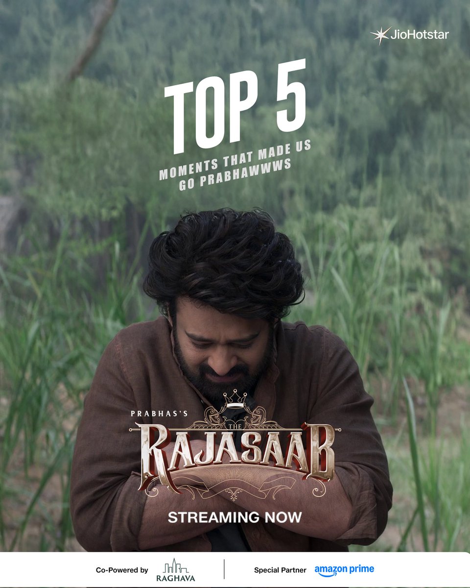 JioHotstarTel_'s tweet image. That free flowing PraBoss, whom we missed all these years! 🤌🏻♥️

Welcome India's Biggest Superstar Home with JioHotstar! 👑

#Top5 #TheRajaSaab #TheRajaSaabOnJioHotstar #JioHotstar