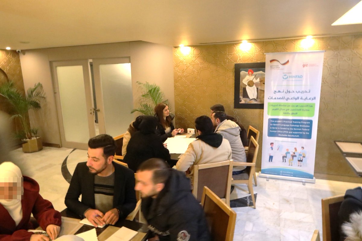 hihfaduk's tweet image. 📢 HiHFAD launches training for Speech and Language Pathologists in Damascus! Our course, 'Trauma-Informed Care', empowers specialists to support children affected by conflict. Funded by the German Federal Foreign Office &amp;amp; supported by GIZ. #SpeechTherapy #Syria #HiHFAD
