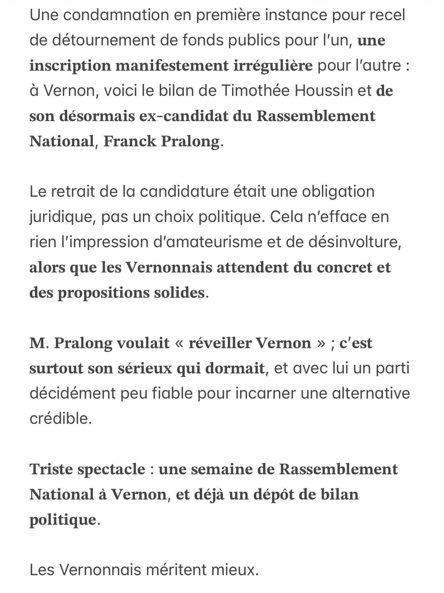 Les Vernonnais méritent mieux.