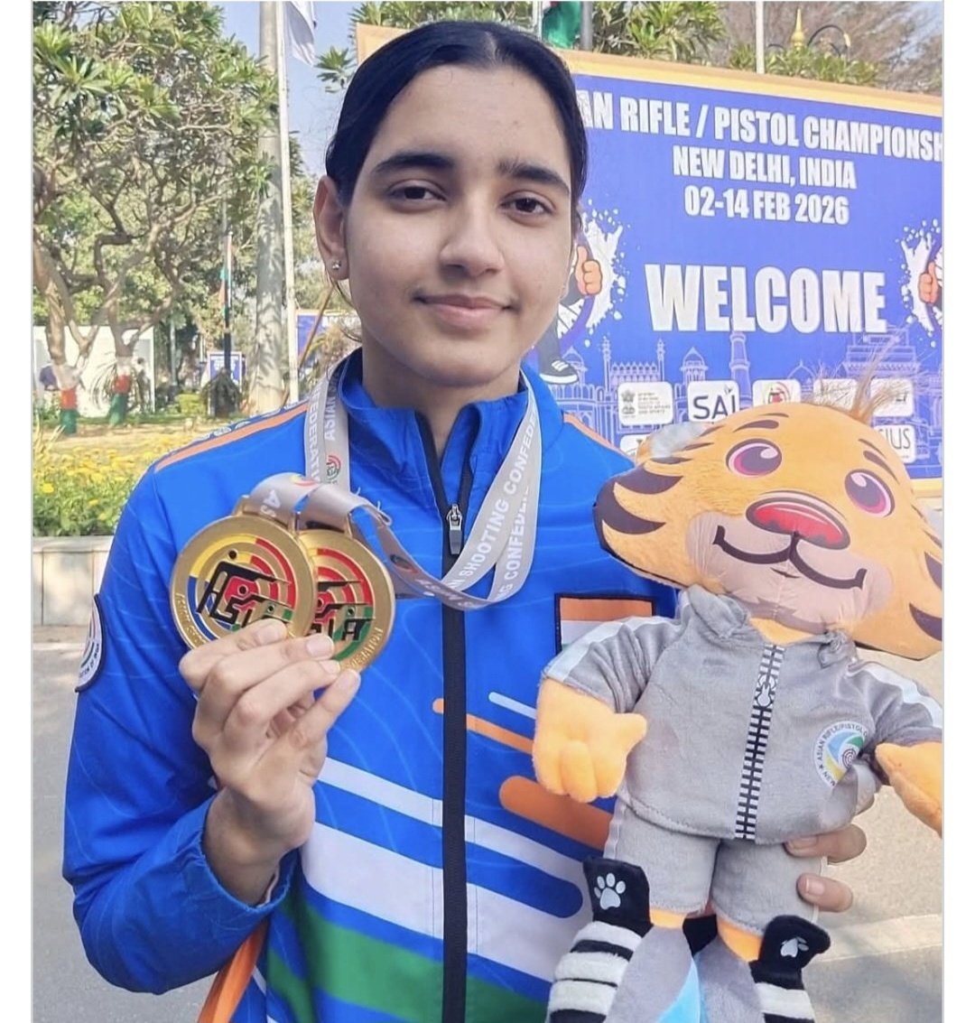 PRGBishnoii's tweet image. राजस्थान के बीकानेर की होनहार बेटी शिक्षा सारण बिश्नोई को एशियन राइफल-पिस्टल चैंपियनशिप 2026 में 10 मीटर एयर पिस्टल टीम इवेंट और मिक्स्ड डबल्स में दो स्वर्ण पदक जीतने पर हार्दिक बधाई।
#Bikaner