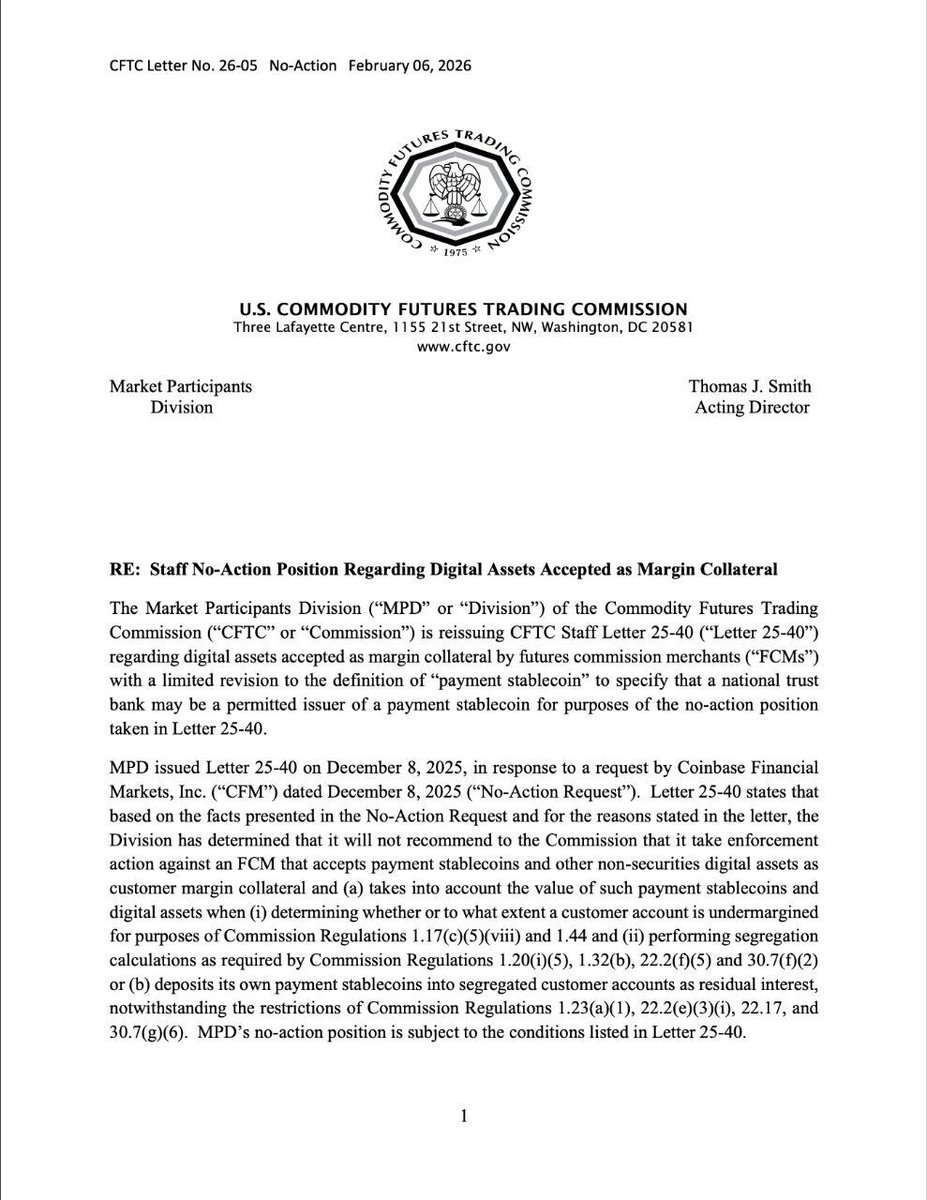 TheDailyBitcoin's tweet image. 🚨 CFTC expands stablecoin rules under the GENIUS Act.
National trust banks can now issue dollar-pegged stablecoins, which could increase on-chain liquidity and indirectly support #Bitcoin adoption by strengthening crypto market infrastructure. $BTC