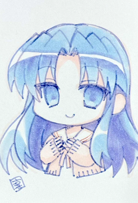 1278日目のアナログイラストはONE.の川名みさき先輩です。