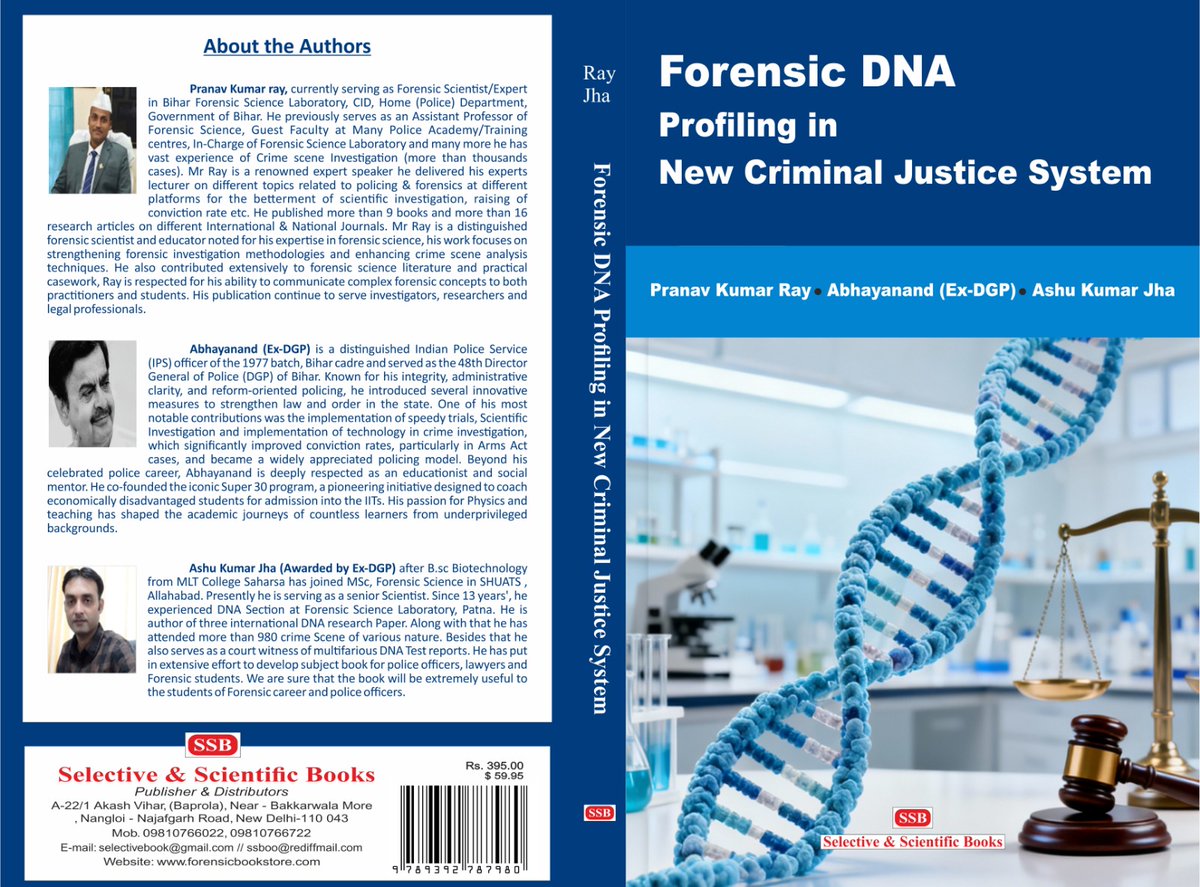 ashuforensic's tweet photo. This book, forensic DNA profiling in new criminal justice system is written with the objective of bridging the gap between science and law. It aims to present DNA profiling not only as a laboratory techniques but as an integral component of investigation, prosecution, defense। https://t.co/aVMgfrXz0e