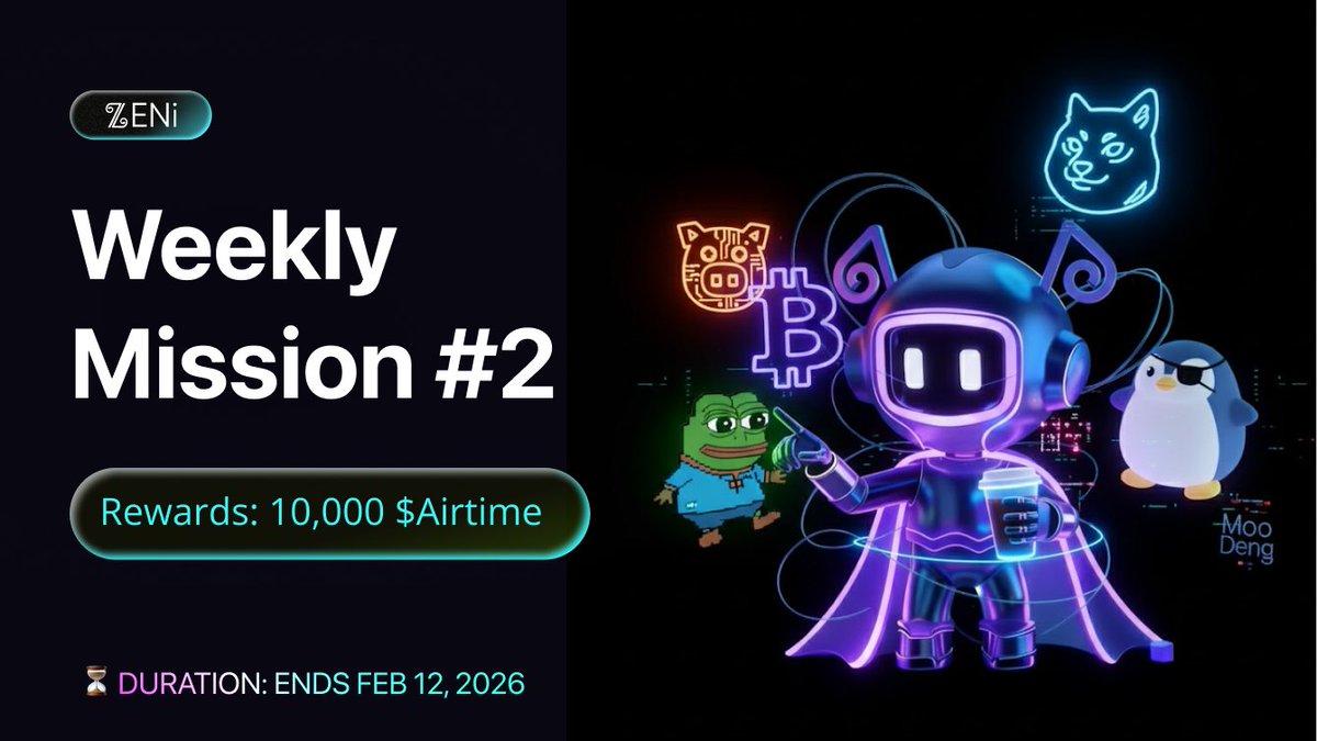 🔥 $Airtime are still stacking #2!

New week, new missions — let’s keep the momentum going 👇

🎯 This Week’s Missions
1️⃣ Follow <a href="/ZENi_io/">ZENi</a>
2️⃣ Tweet with #ZENi + <a href="/ZENi_io/">ZENi</a>
3️⃣ Drop your craziest AI × Crypto idea in the comments 🤖💡

🏆 Rewards
💰 10,000 $Airtime total
🎁 5 winners
