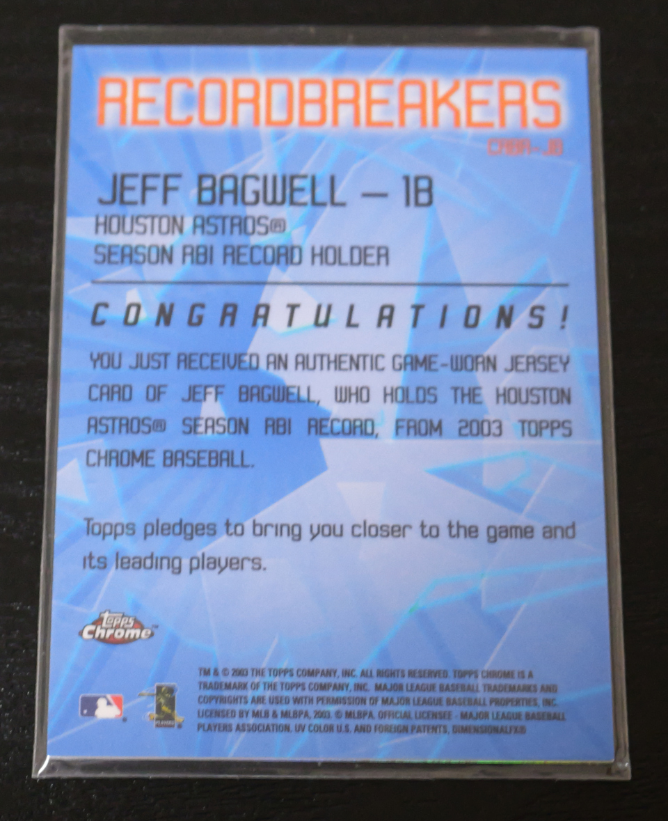 2003 Topps Chrome Record Breakers Jeff Bagwell #CRBR-JB